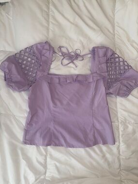 Square-Neck Puff Sleeve Blouse in Lilac - Women